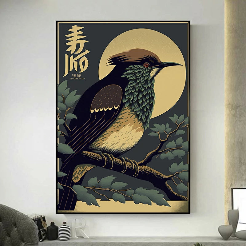 tableau oiseau japonais