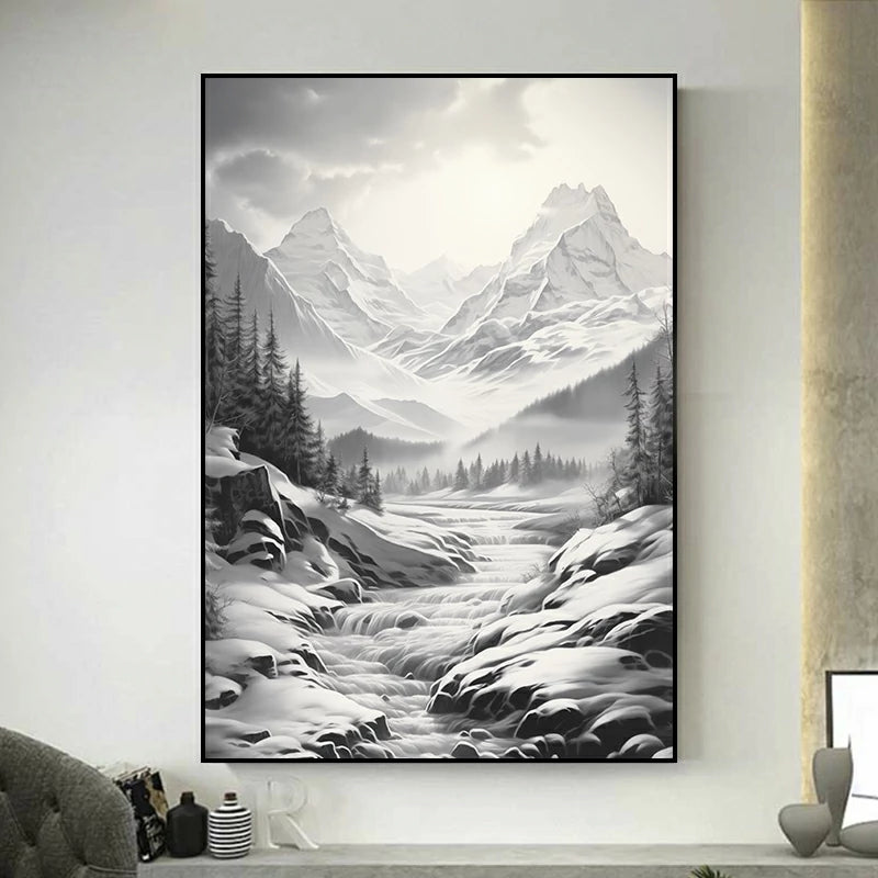 tableau paysage montagne