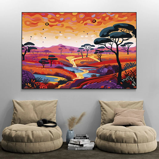 tableau paysage savane