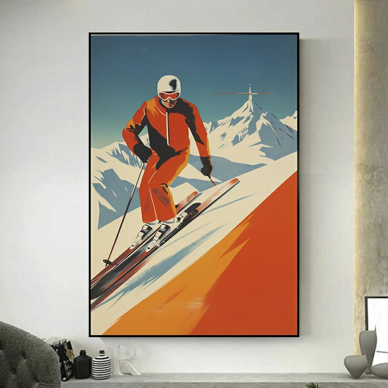 tableau ski vintage