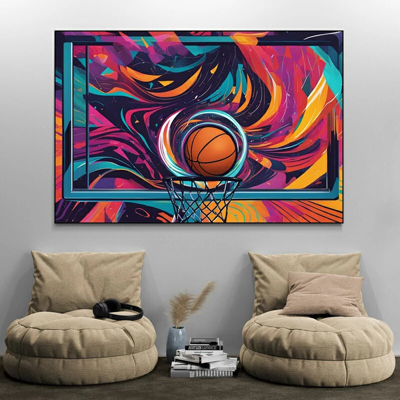 tableau pop art sport ballon basket