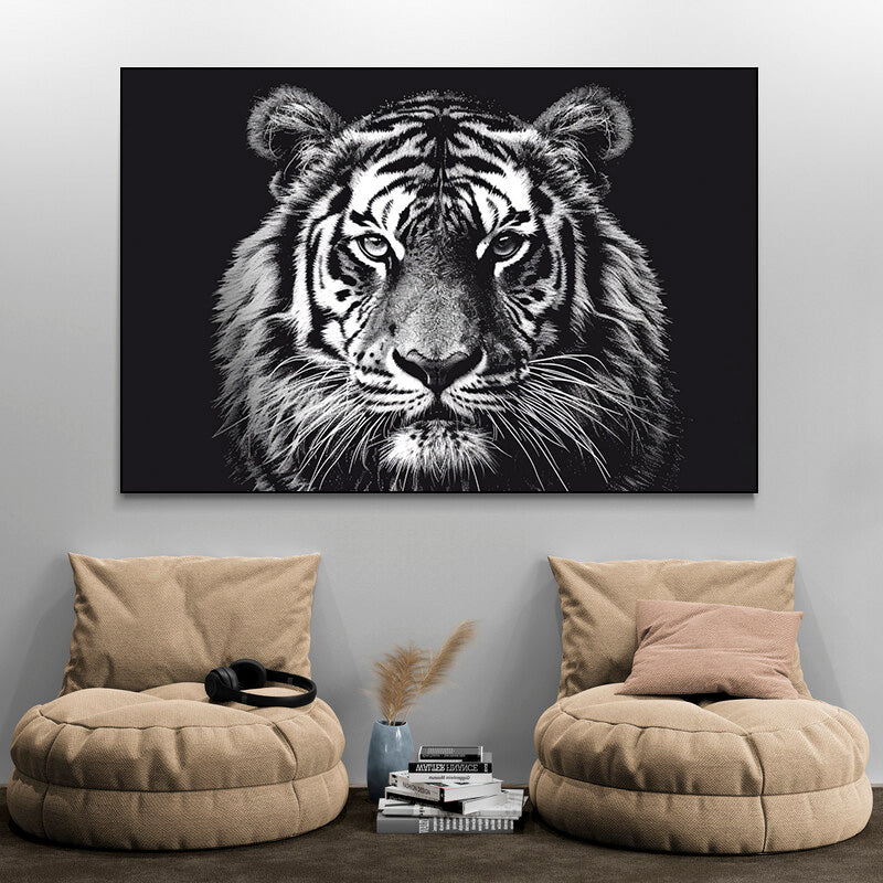 tableau tigre noir et blanc