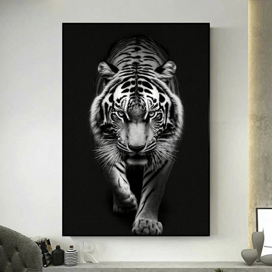 tableau tigre noir et blanc