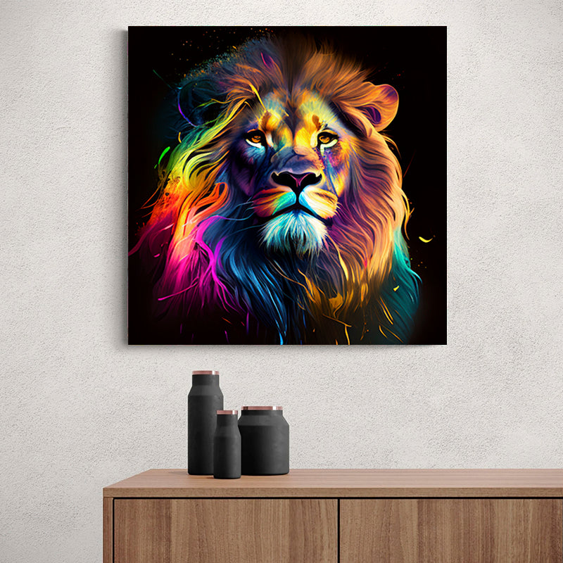 tableau abstrait lion