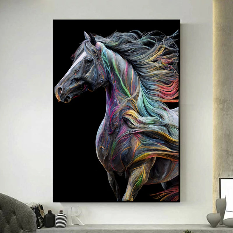tableau cheval multicolor
