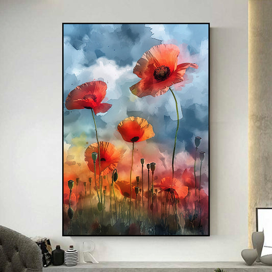 tableau fleurs coquelicots