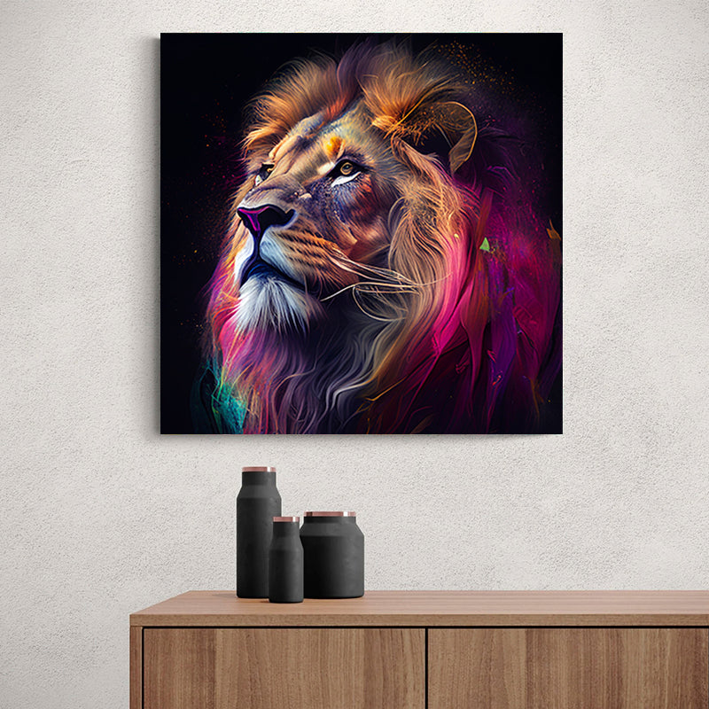 tableau lion couleur