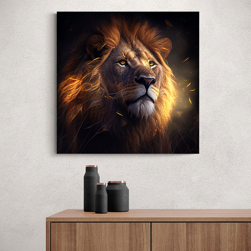 tableau lion lumineux