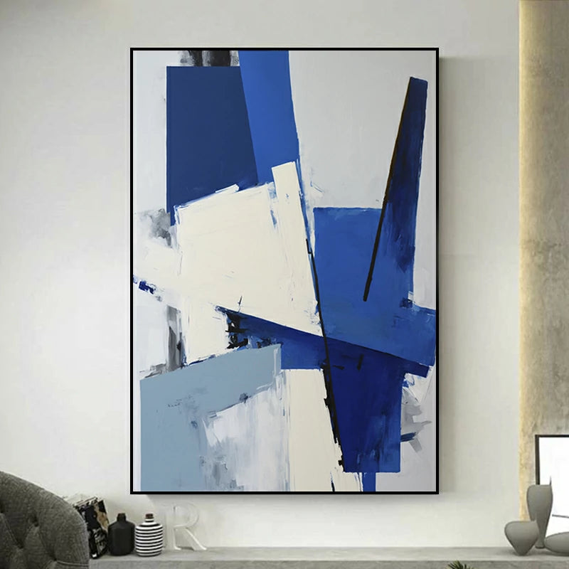 tableau bleu gris blanc