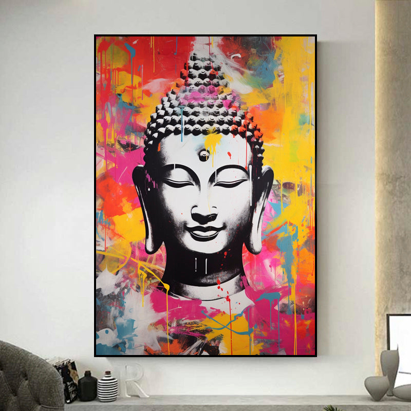 tableau pop art bouddha colore