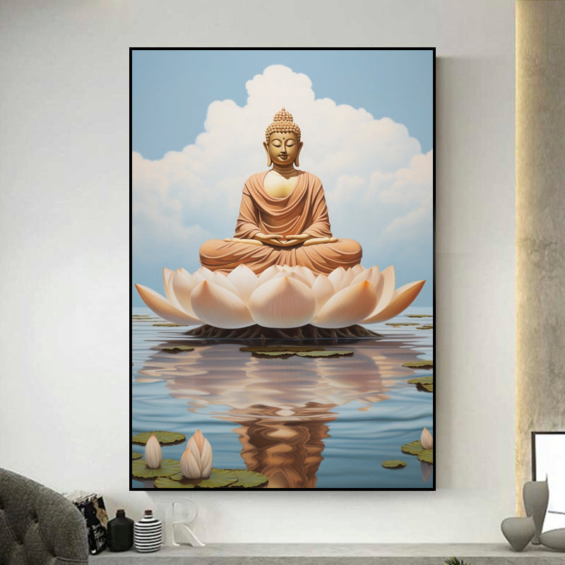 tableau bouddha lotus