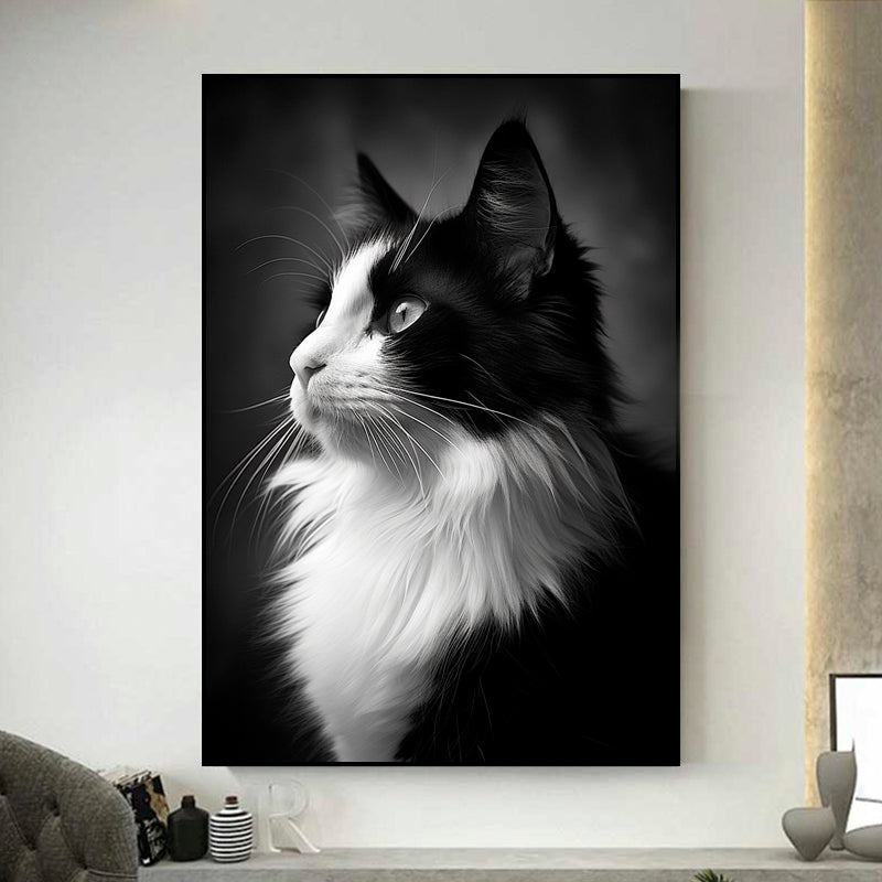 tableau chat noir et blanc