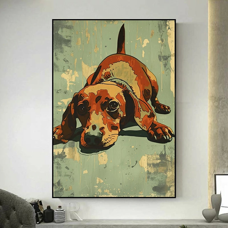 tableau chien vintage