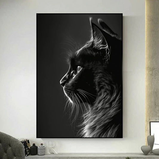 tableau de chat noir et blanc