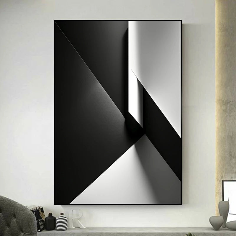 tableau design abstrait noir et blanc