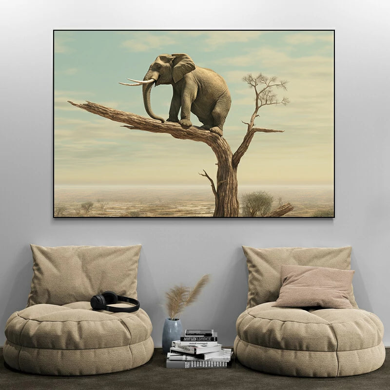 tableau elephant branche