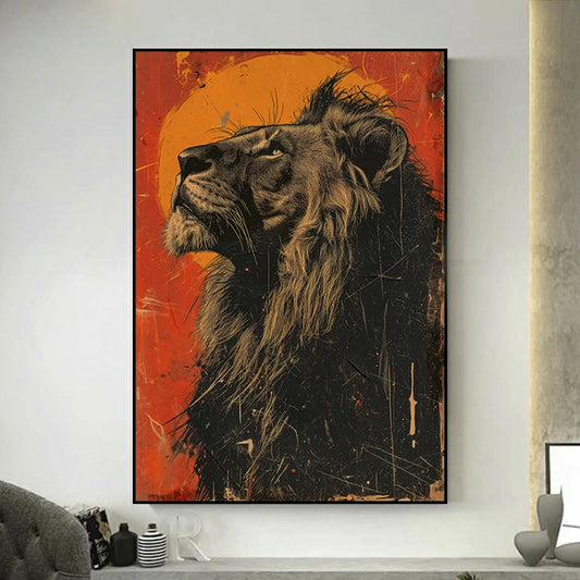 tableau lion ancien