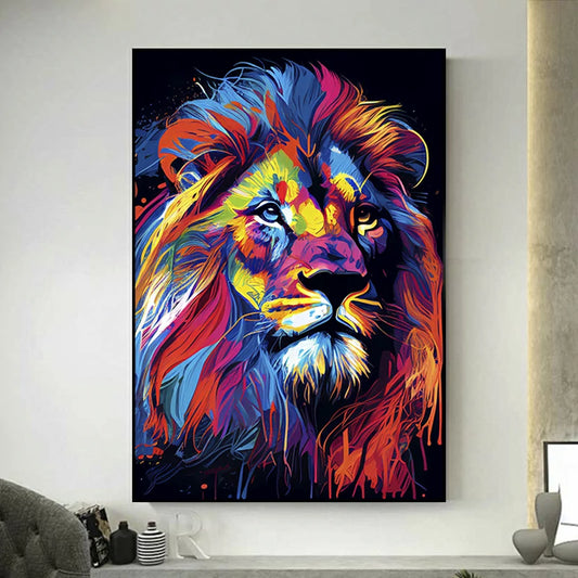 tableau lion contemporain