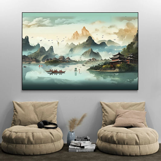 tableau paysage chinois