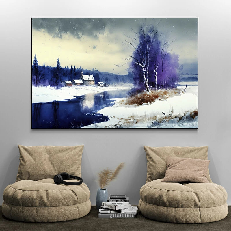 tableau paysage d hiver