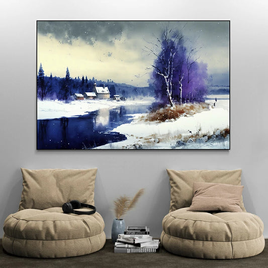 tableau paysage d hiver