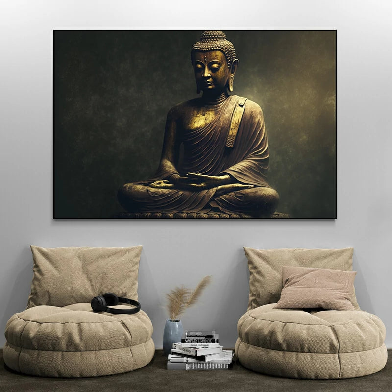 tableau zen bouddha dore